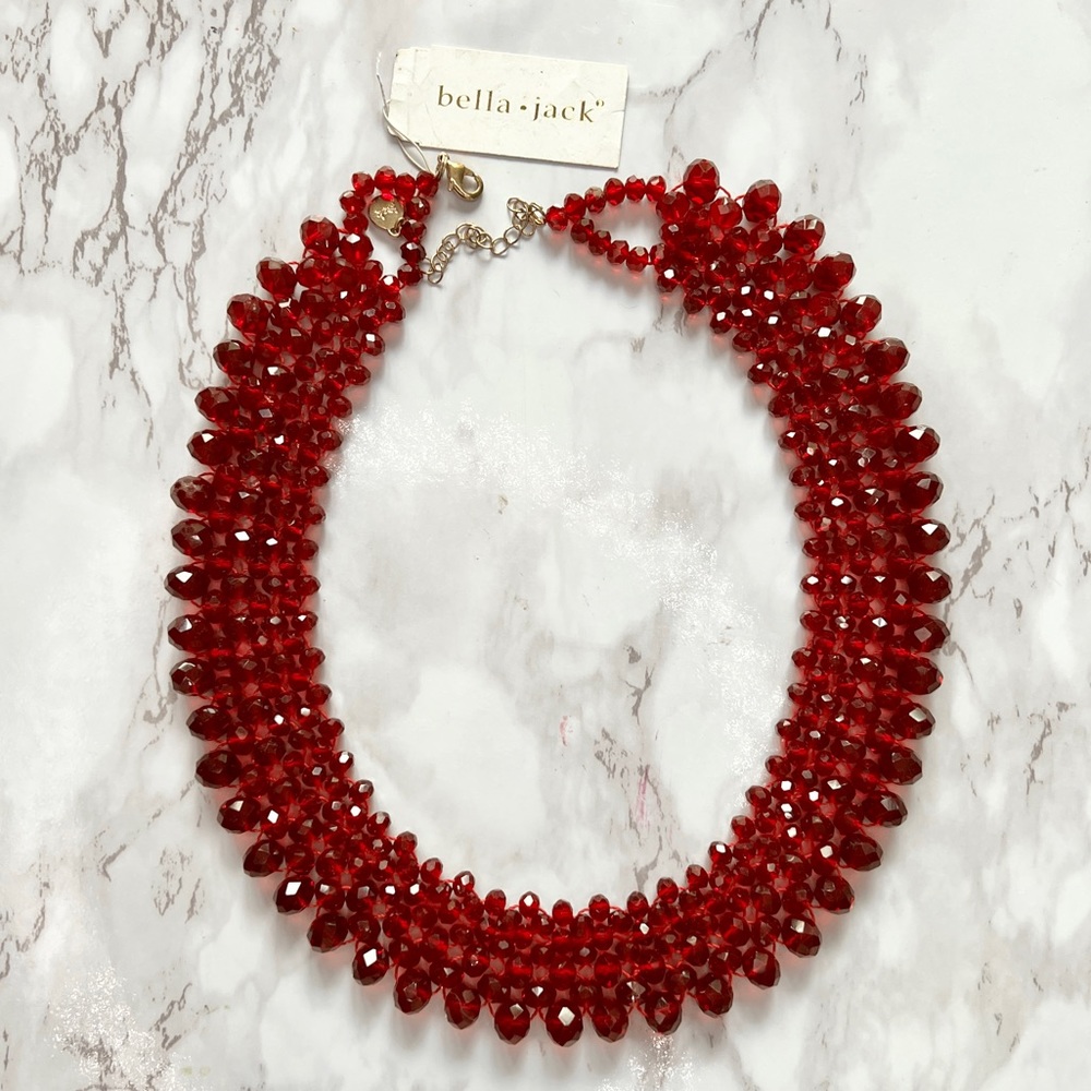 Red acrylic bead necklace